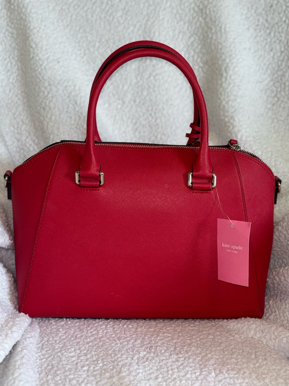 kate spade red saffiano dome satchel - Picture 3 of 4